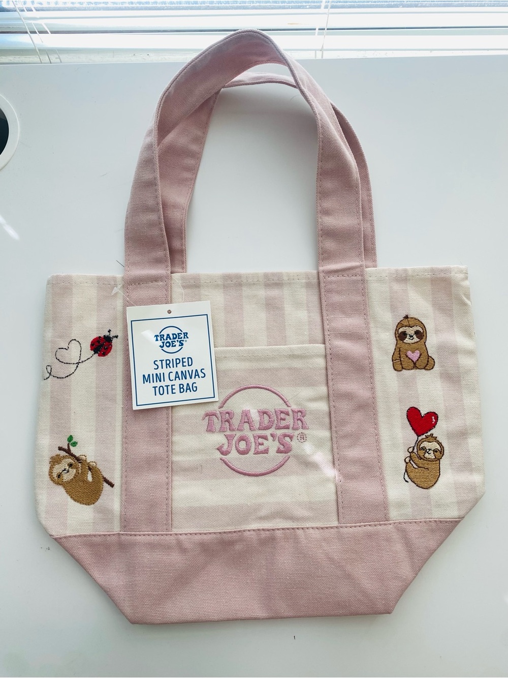 🩷Trader Joe’s Mini Canvas Tote Bags with Custom Embroidery - Picture 3 of 6